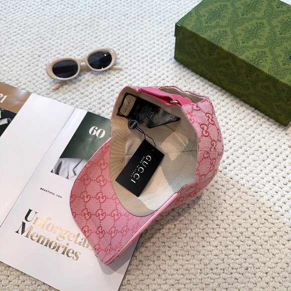 Gucci Pink Logo Pattern Ball Cap Hat - Picture 4 of 7